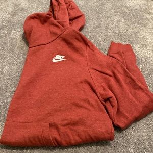 Red Nike Sweatshirt with Cowl Neck Hood
